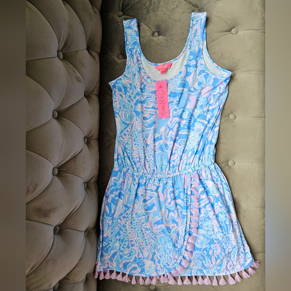 NWT Lilly Pulitzer Jarrett Romper Boca Blue Sea What I See Sz Small